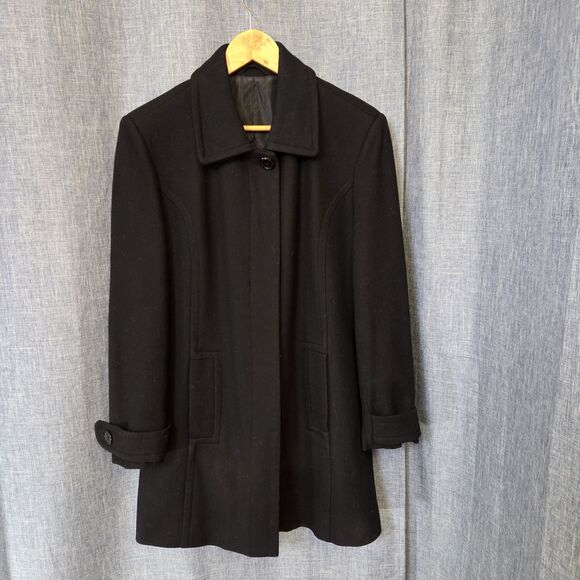 GAP Wool Blend Car Coat Women's MP Black Hidden Buttons Lined - Picture 11 of 11